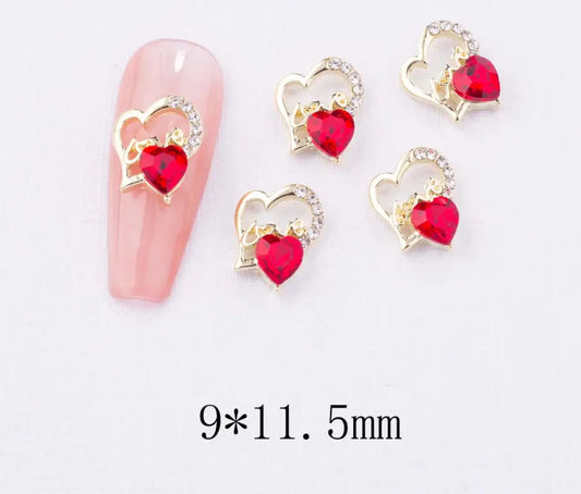 Heart in Love Heart Frame Nail Charm