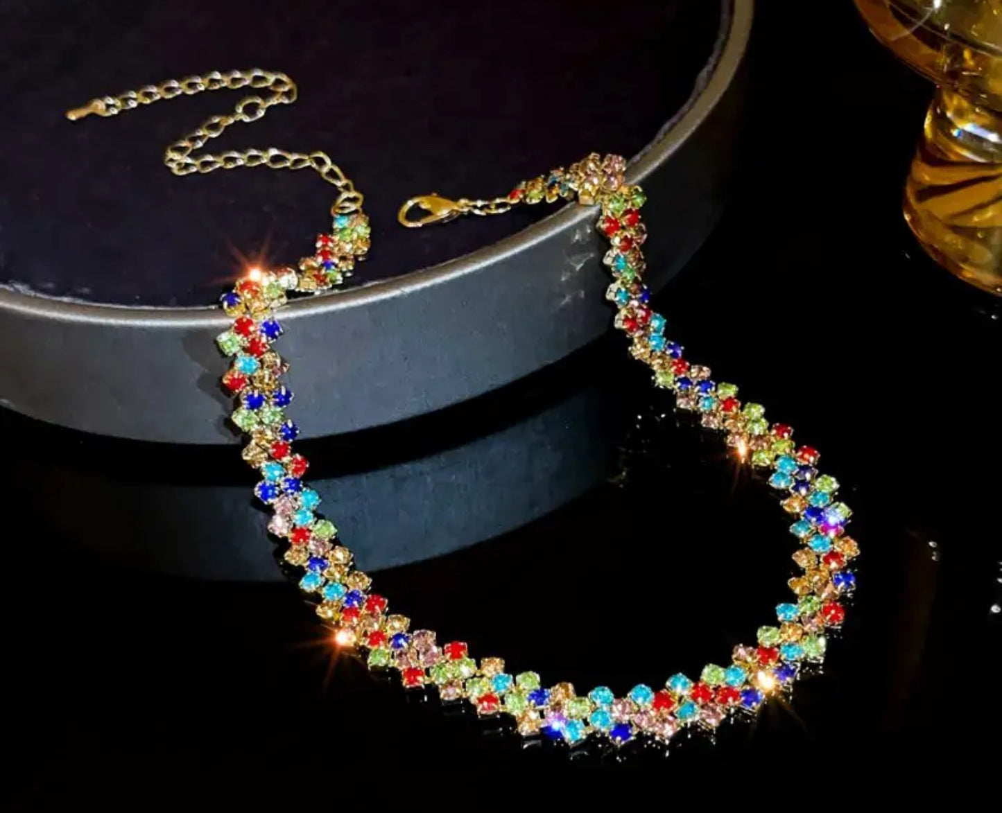 Multi Colour Rhinestone Choker