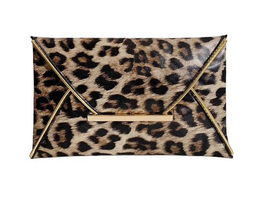 Leopard Print Envelope Clutch Purse