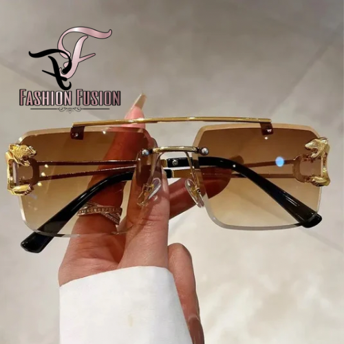 Rimless Cheetah Shades Gradient Tea