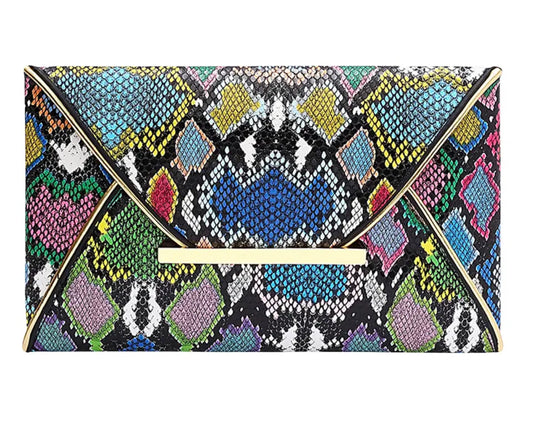 Colourful Alligator Envelope Clutch Purse