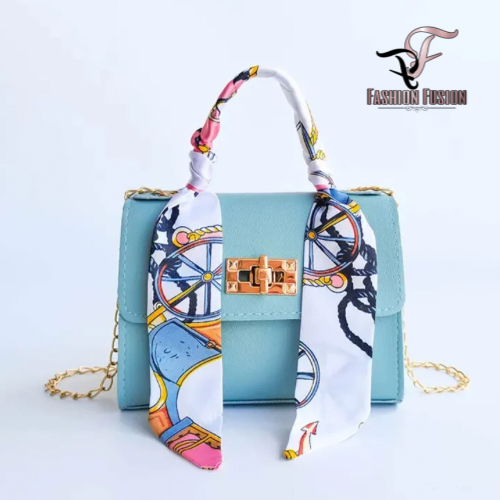 Silk Scarf Handbag Blue