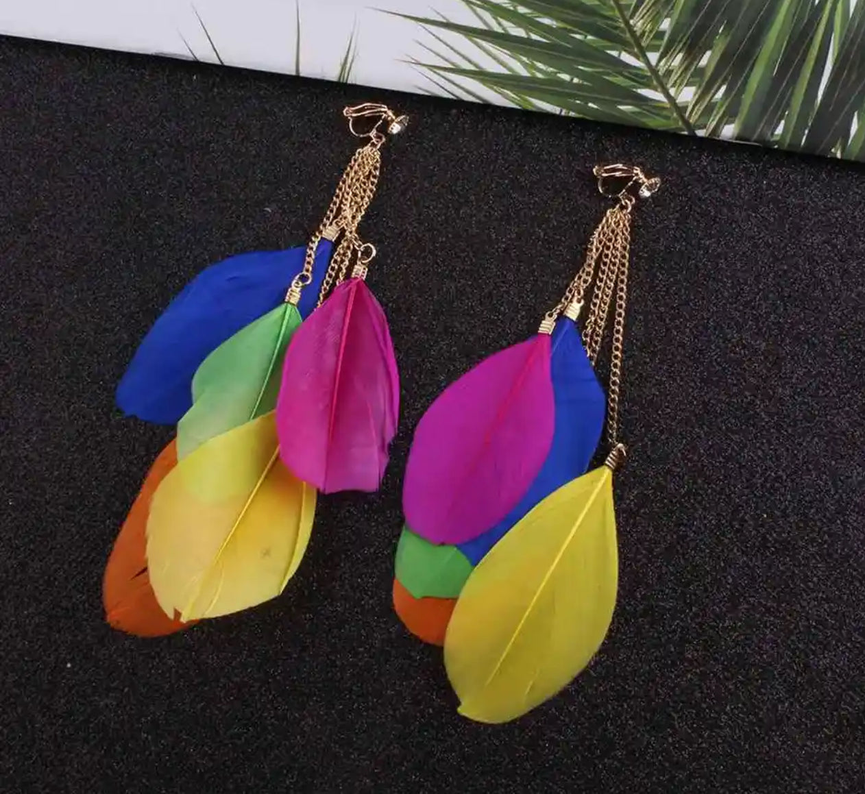 Bohemian Multicolour Feather Earrings