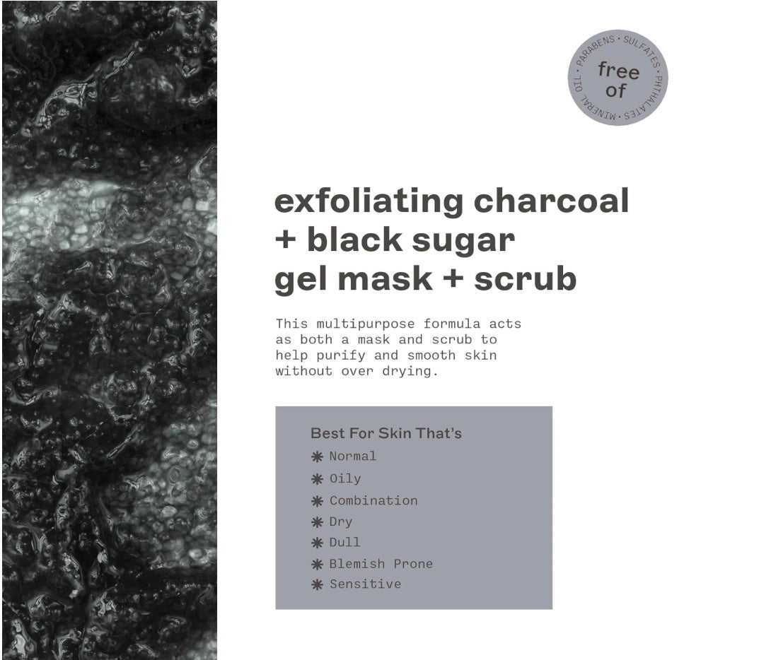 FREEMAN: Polishing Charcoal + Black Sugar Gel Mask + Scrub